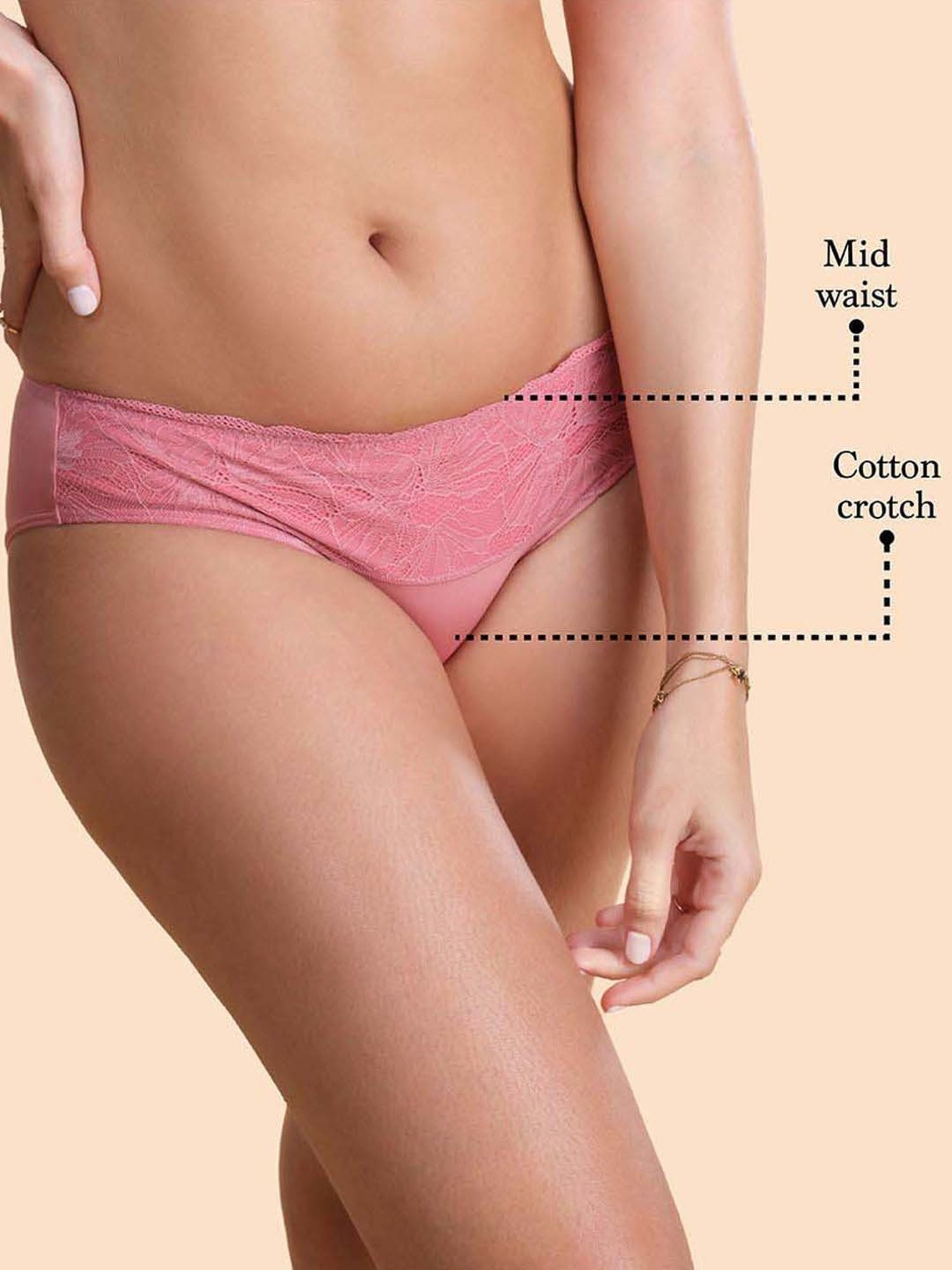 Enamor Dusty Pink Lace Work Hipster Panty