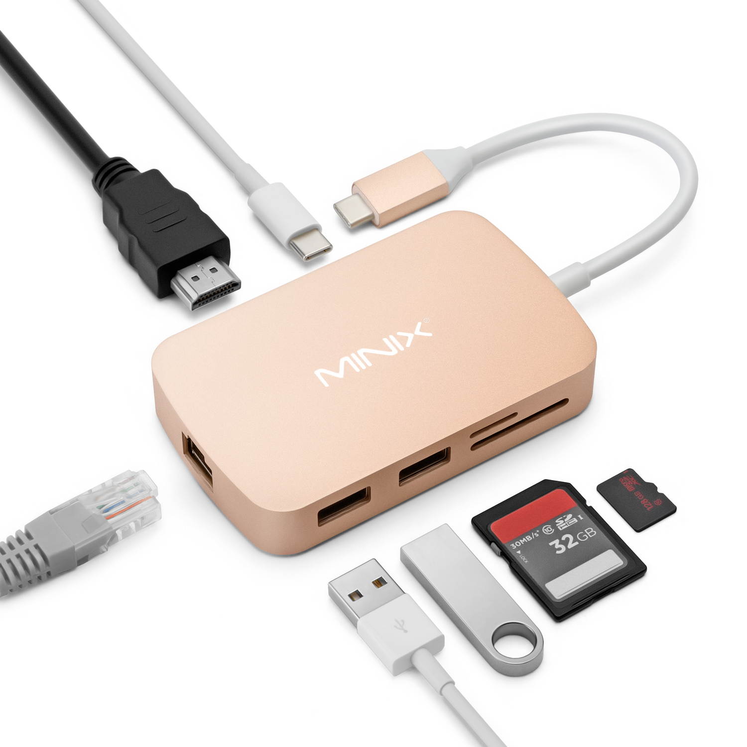 MINIX NEO C-X, USB-C Multiport Adapter with HDMI - Rose Gold[10/100Mbps Ethernet] (Compatible with Apple MacBook and MacBook Pro). Sold Directly by MINIX Technology Limited.