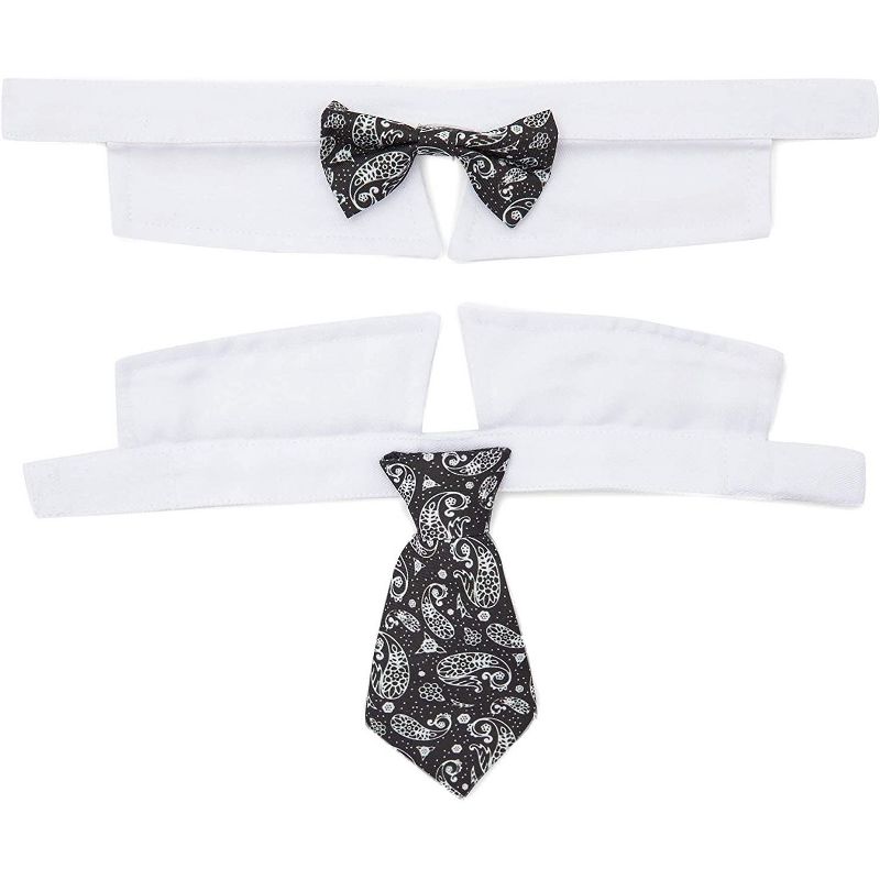 Zodaca 4 Pack Dog Suit Collars and Bow Ties, Costume for Puppy (4 Sizes)