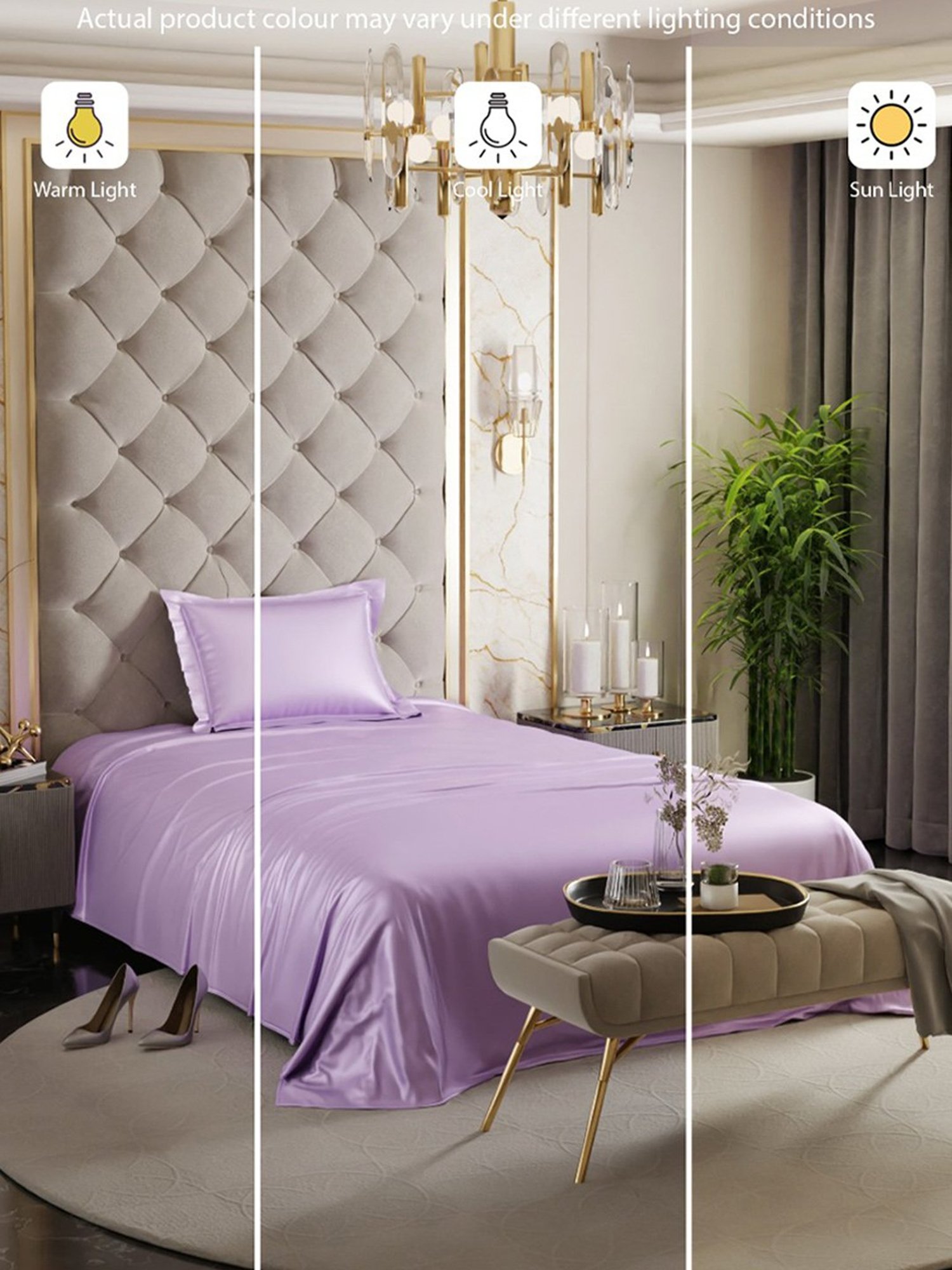 Stoa Paris Lilac Polyester 300 TC Date Night Single Bedsheet With Pillow Cover