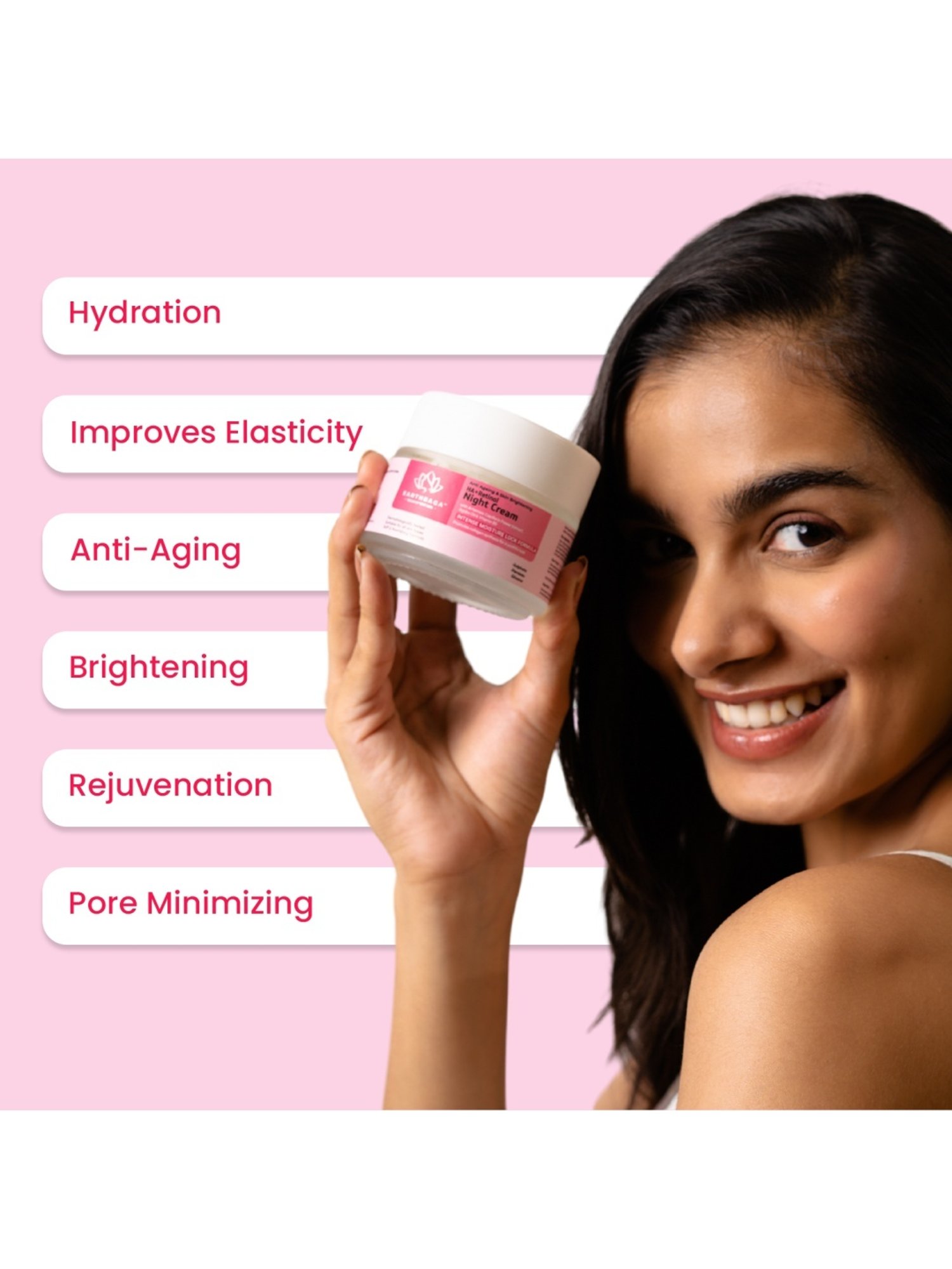 Earthraga Anti Ageing & Skin Brightening HA + Retinol Night Cream - 100 ml