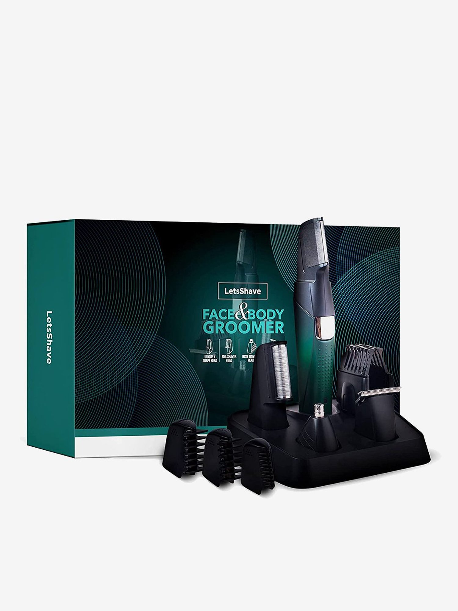 LetsShave Rechargeable Cordless Grooming Kit For Men (Green/Black)