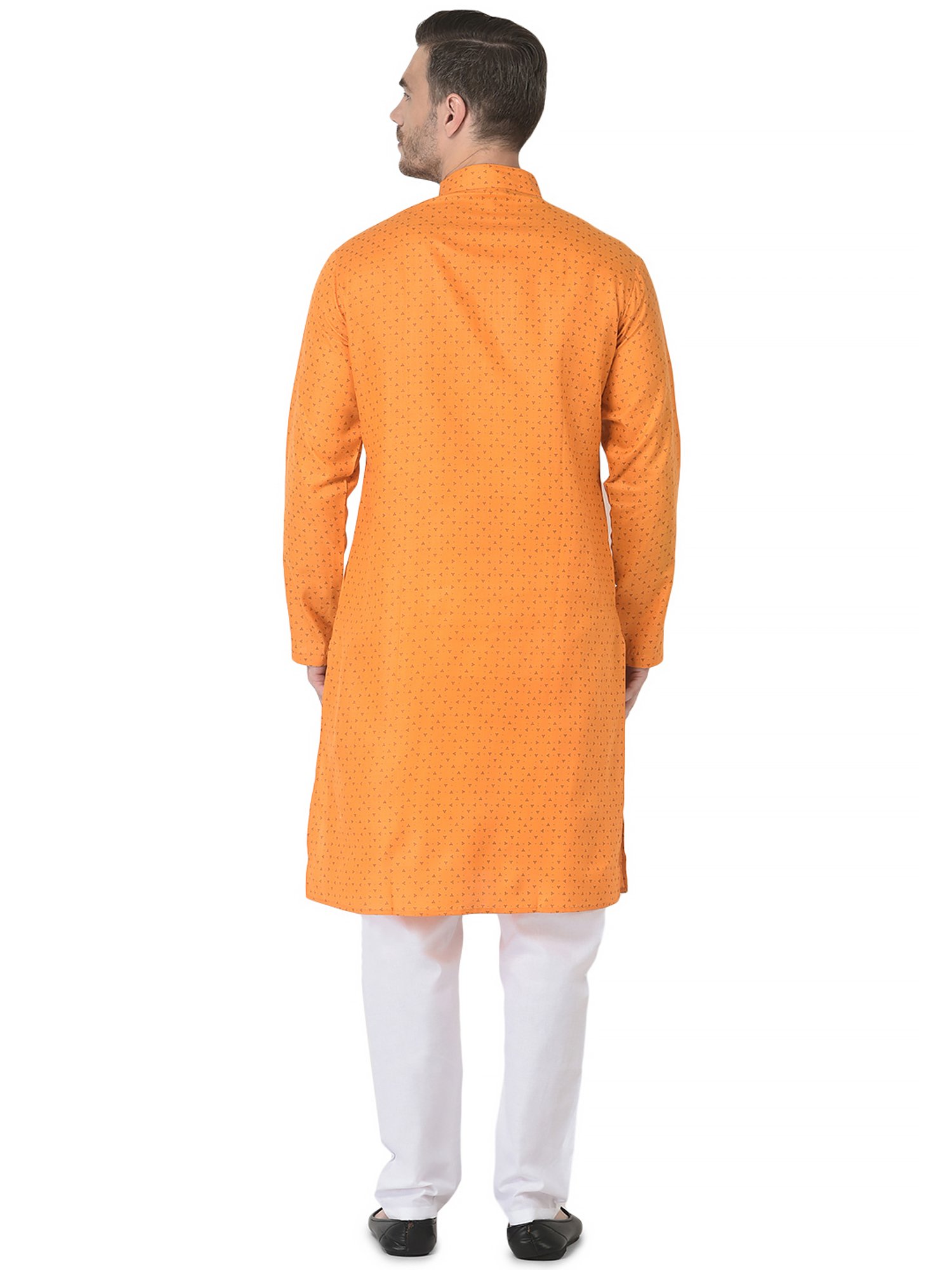 SG LEMAN Orange & White Regular Fit Printed Kurta and Pyjama Set