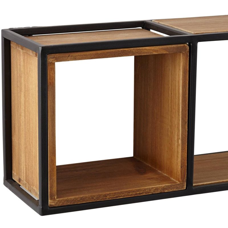 38" Soloman Wooden Shelf with Metal Brackets Brown - Kate & Laurel All Things Decor