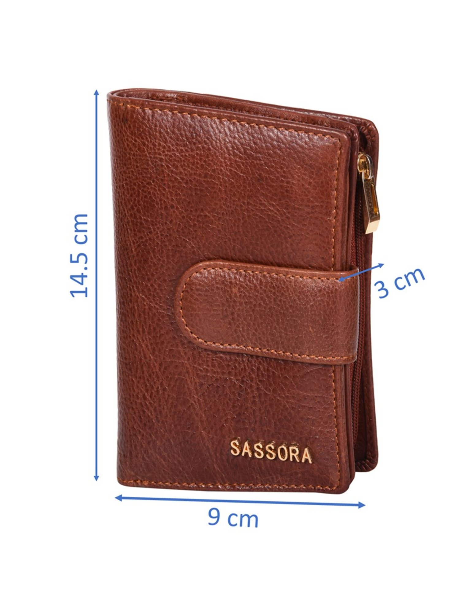 SASSORA Brown Solid Rfid Bi-Fold Wallet for Women