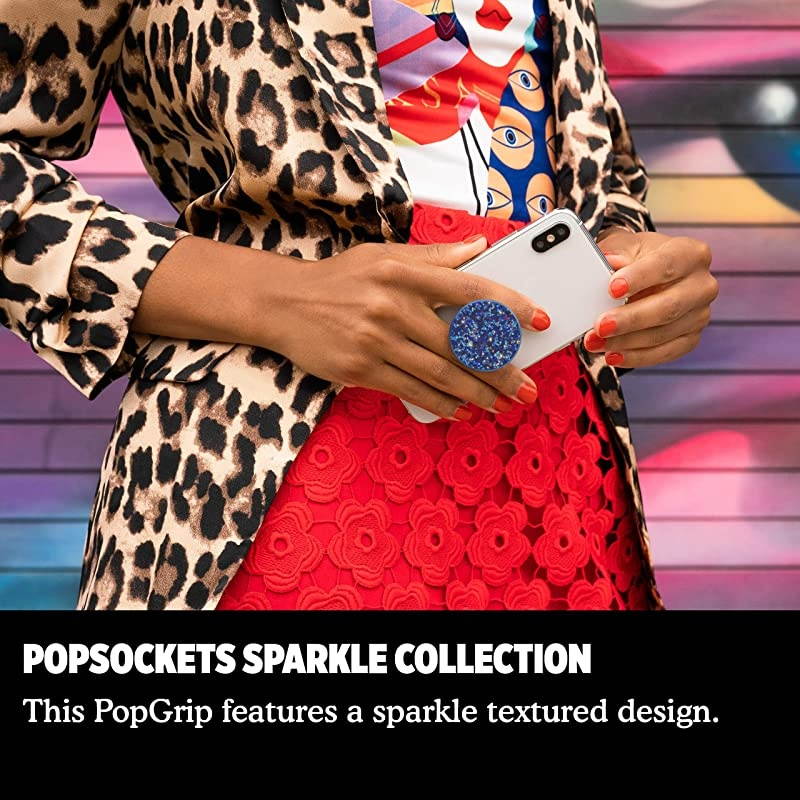 PopGrip with Swappable Top for Phones and Tablets Sparkle Peacock