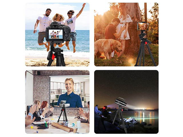 Portable Phone Tripod 44" Adjustable Travel Video Tripod Stand with Phone Mount Holder Compatible with Cell Phone Tripod, Action Camera Tripod, DSLR Tripod with Wireless Remote Shutter, PH13