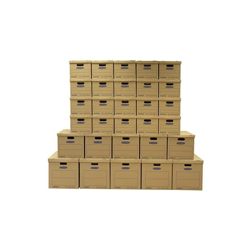 SmoothMove Classic Moving Kit Boxes, Tape-Free Assembly, Easy Carry Handles,)20 Small 5 Medium 5 Large, 30 Pack (7716501 , Brown