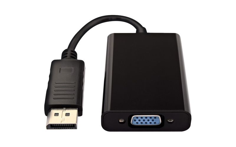 V7 DisplayPort To VGA with Audio Out Adapter Black - DisplayPort/Mini-phone/VGA A/V Cable for Audio/Video Device, PC, Monitor, Projector, TV