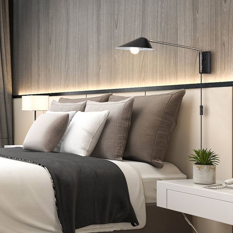 Finnick Plug-in or Hardwire Wall Sconce (Includes LED Light Bulb) Matte Black - Globe Electric