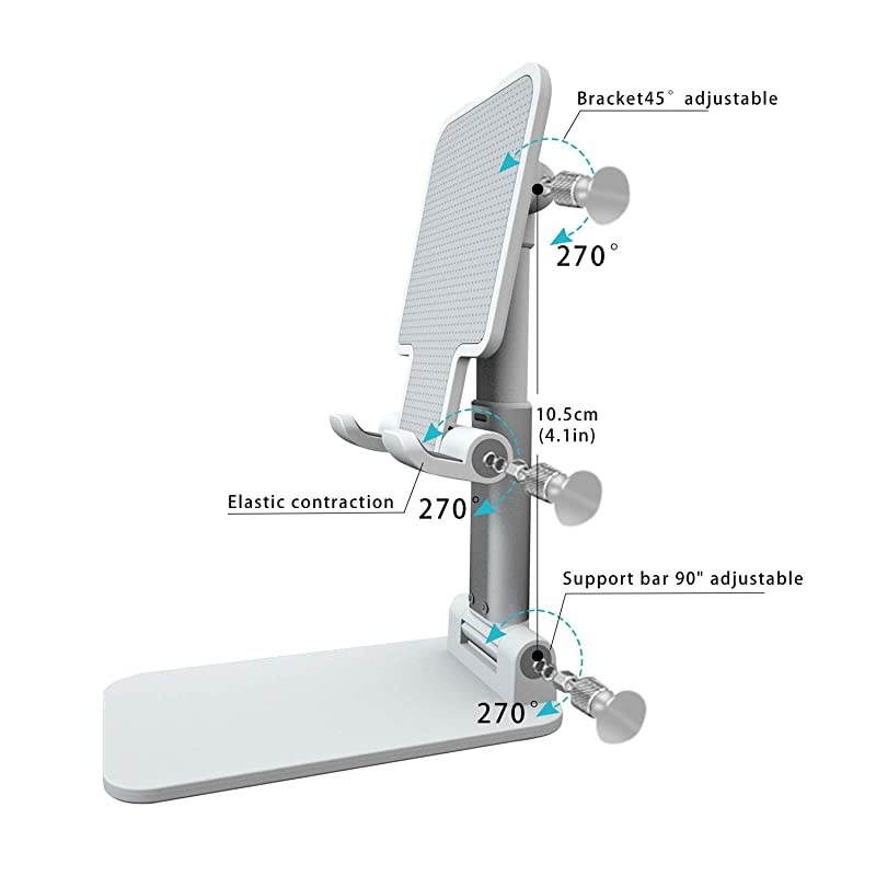 Phone Stand Holder ZHIKE Foldable Tablet Stand Mobile Phone Mount for Desk Compatible with Samsung Galaxy ipad Mini iPhone 11 Series X Xs max All Smartphones Smartphone Kindle White