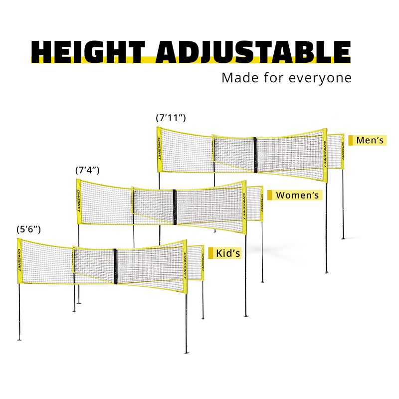 CROSSNET Four Square Volleyball Net and Game Set with Carrying Backpack & Ball