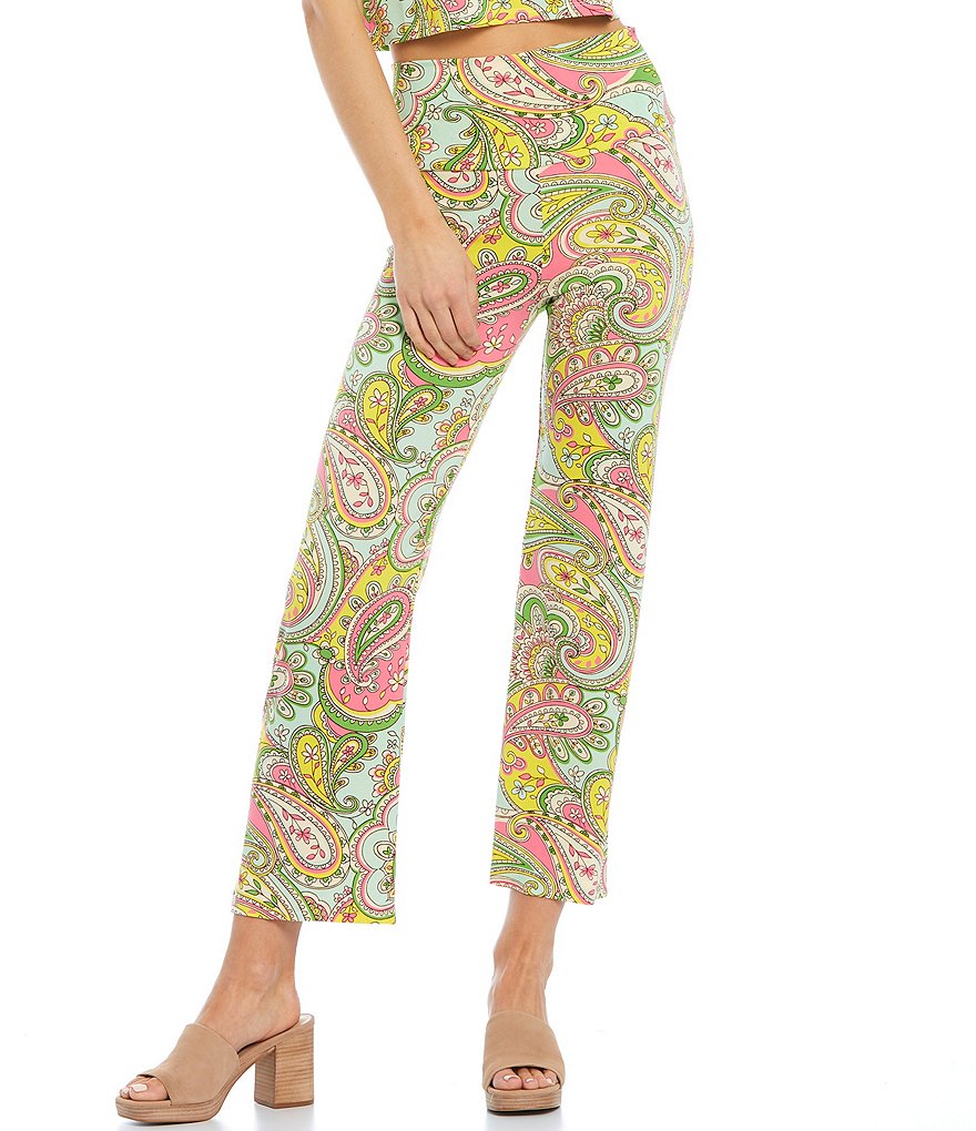 Julie Brown Coraline Paisley Print Wide Leg Pull-On Coordinating Cropped Pants