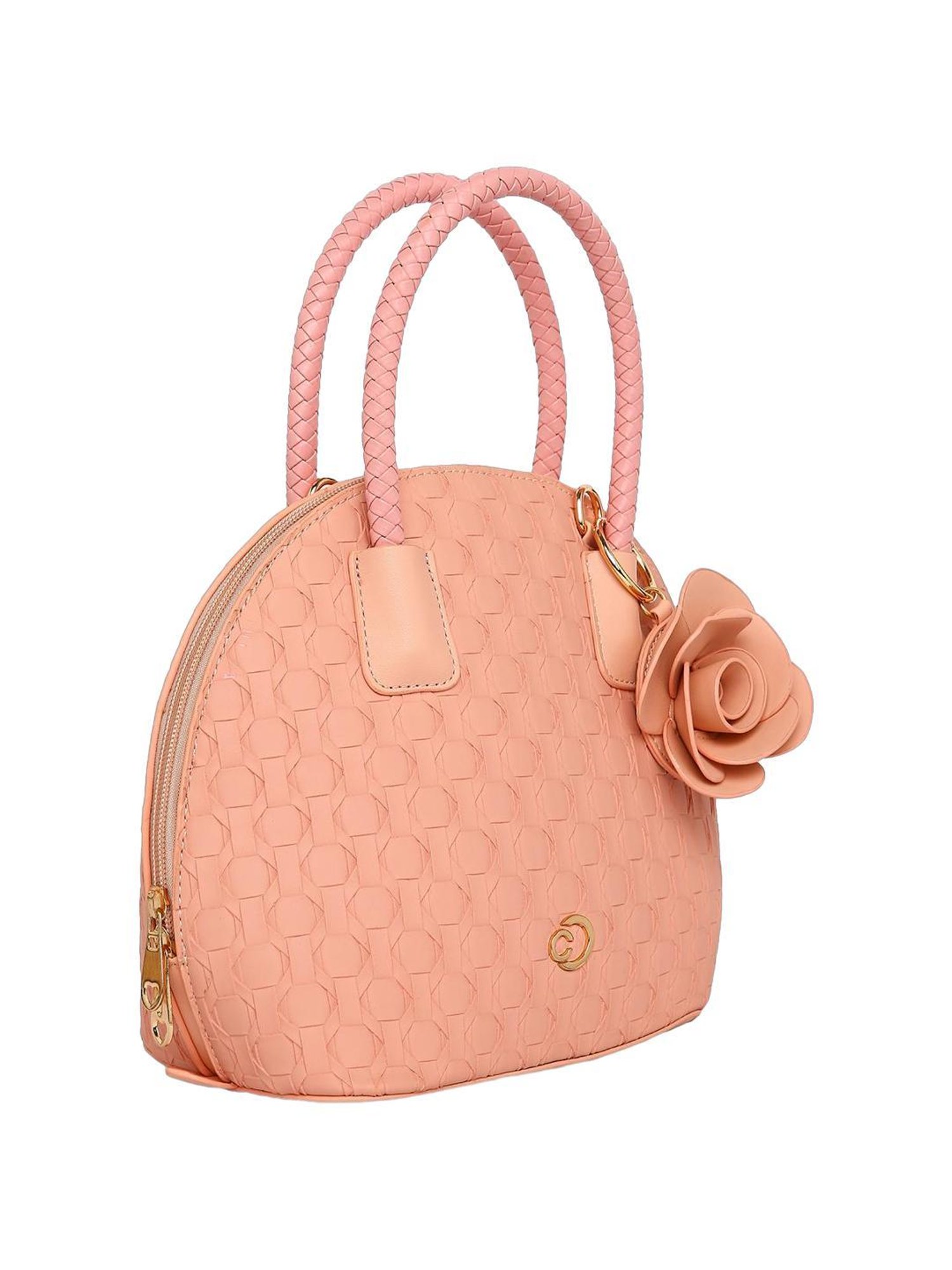 Caprese Rosa Pink Faux Leather Textured Handbag