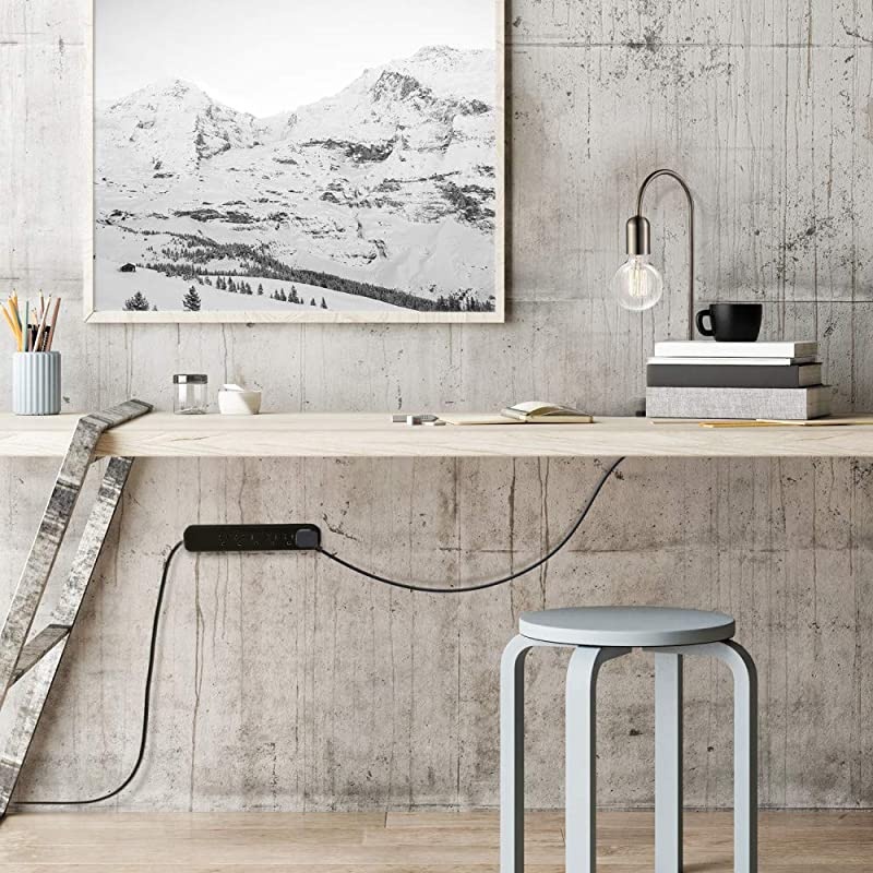 Electric 78438 Designer Series Power Strip 6 Outlet Black