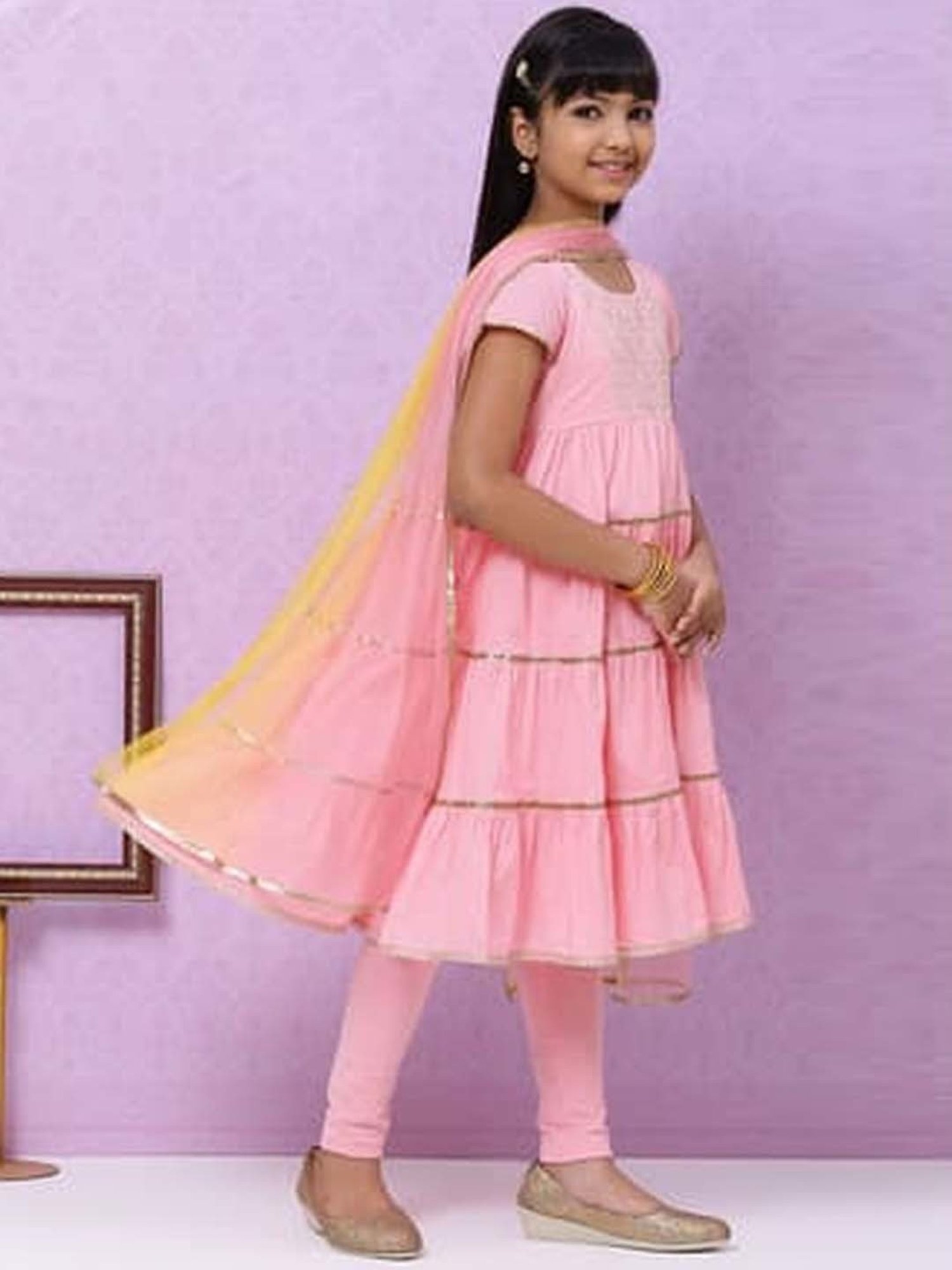 Biba Kids Onion Pink Flared Fit Kurta Set