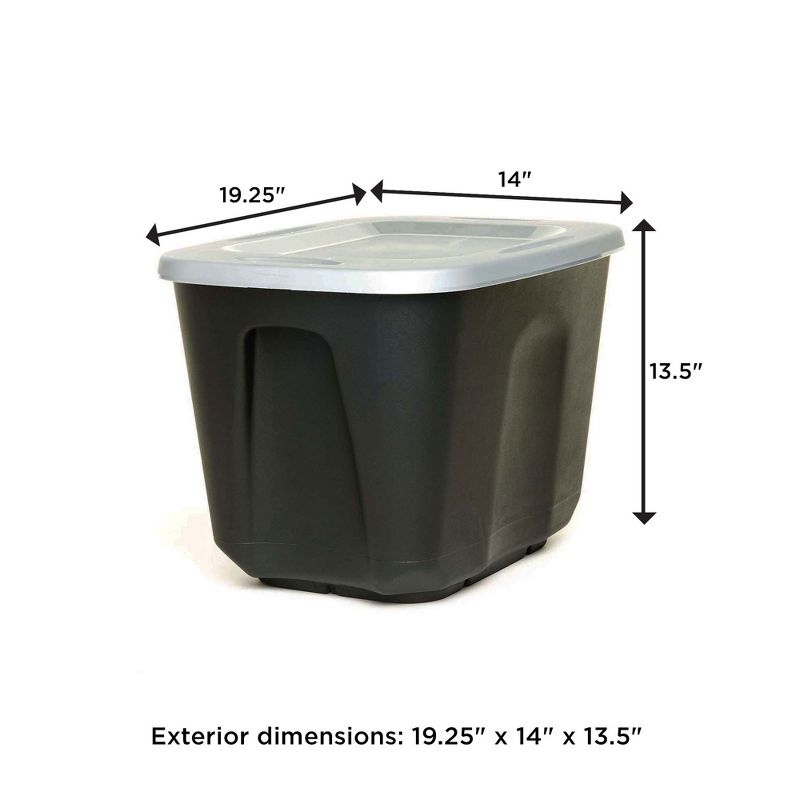 Homz 6610BKTS.10 Single 10 Gallon Durable Molded Plastic Garage Garden Kitchen Bedroom Storage Bin w/ Lid, Black/Gray