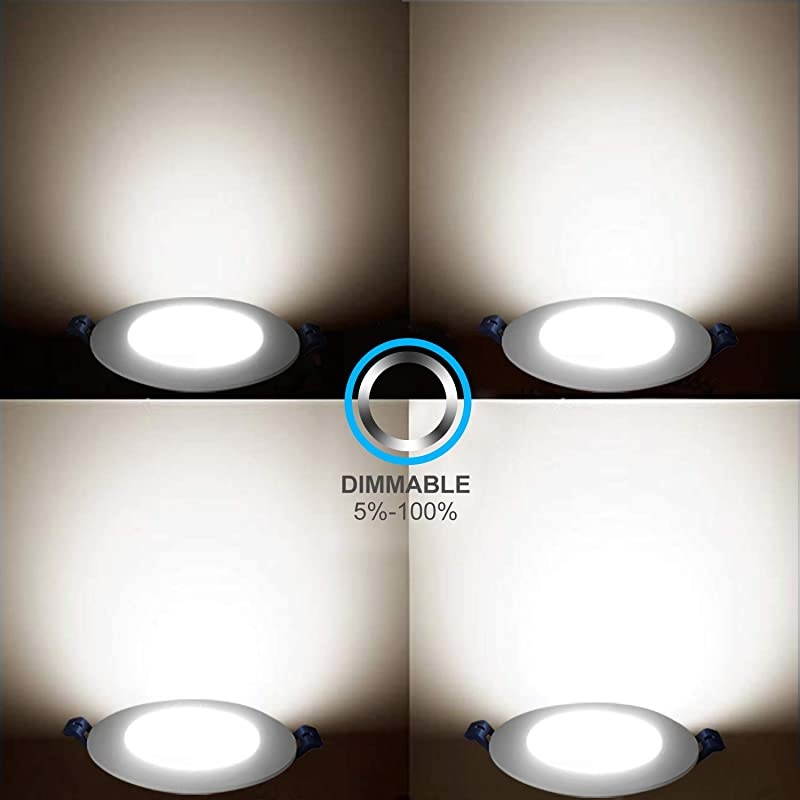 LED 8 Packs 4 Inch Recessed Low Profile Slim Panel Light with Junction Box Air Tight 120VAC 9W 550 Lumens 4000K Cool White CRI80+ Dimmable ETL Listed Energy Star Certified
