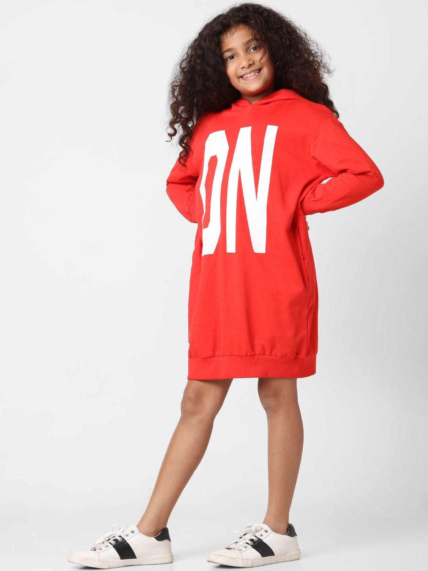 KIDS ONLY Red Printed Full Sleeves T-Shirt Dress