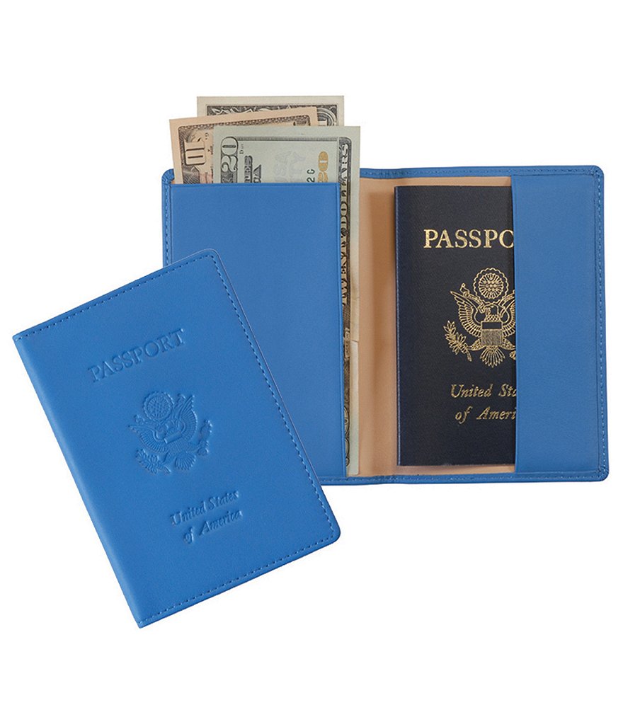 ROYCE New York RFID Blocking Black Lettered Passport Case