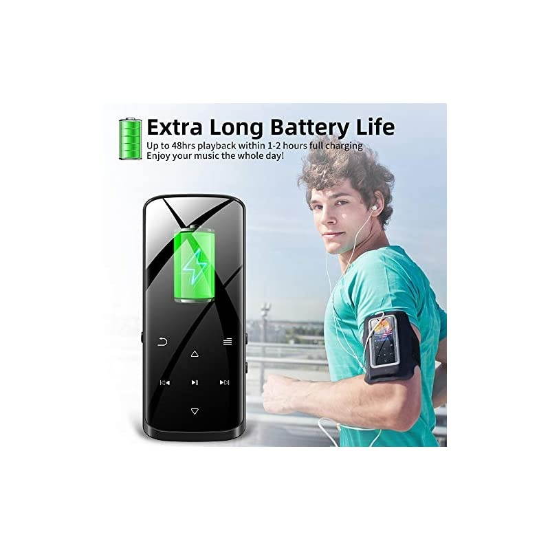 Player 16GB Player with Bluetooth 50 Builtin Speaker Portable HiFi Lossless Sound Music Player with FM Radio Voice Recorder Touch Button with Screen Support up to 128GBBlack