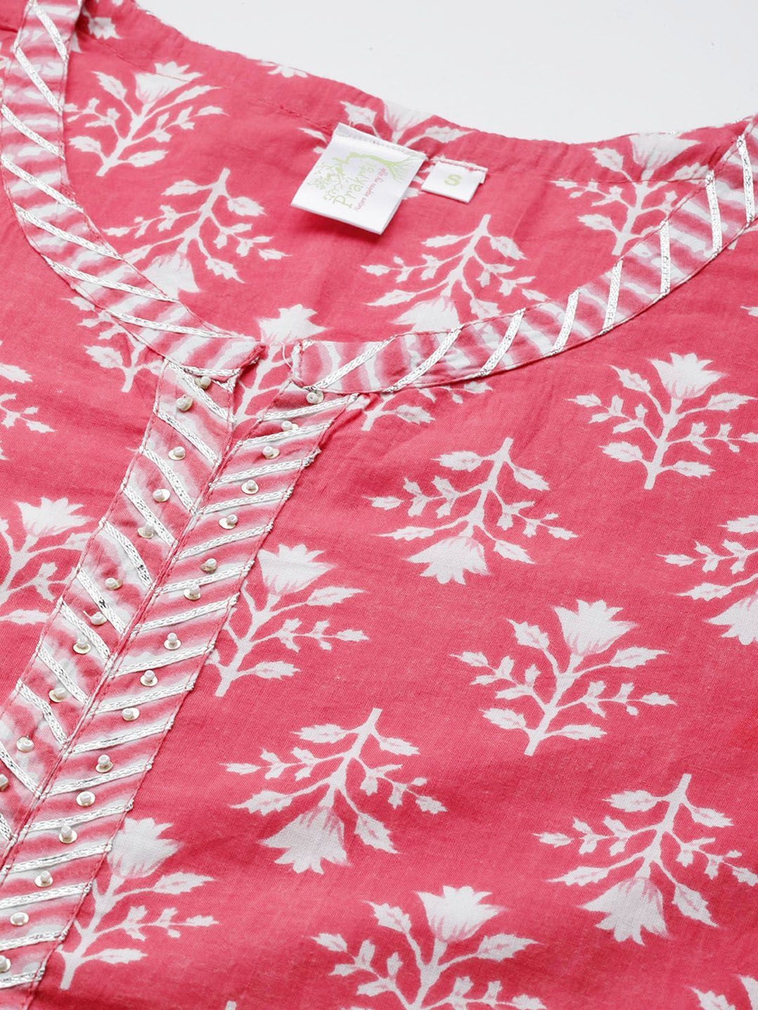 Prakrti Pink Cotton Printed Kurta Pant Set With Dupatta