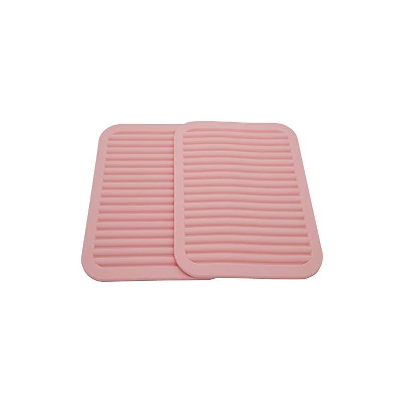 Silicone Trivets Mats for Hot Dishes and Hot Pots, Hot Pads for Countertops, Tables, Pot Holders, Spoon Rest Small Drying Mats Set of 2 Color Pink