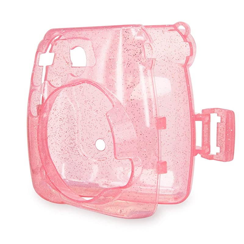 Crystal Camera Case w Adjustable Rainbow Shoulder Strap Compatible with Fugifilm Instax Mini 8Mini 8+Mini 9 Instant Camera Pink Crystal