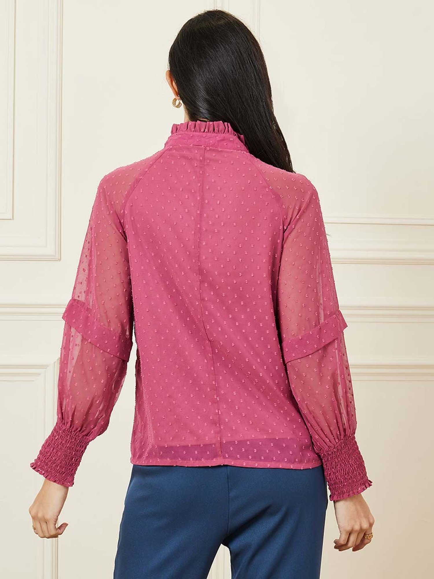 Styli Pink Self Pattern Top