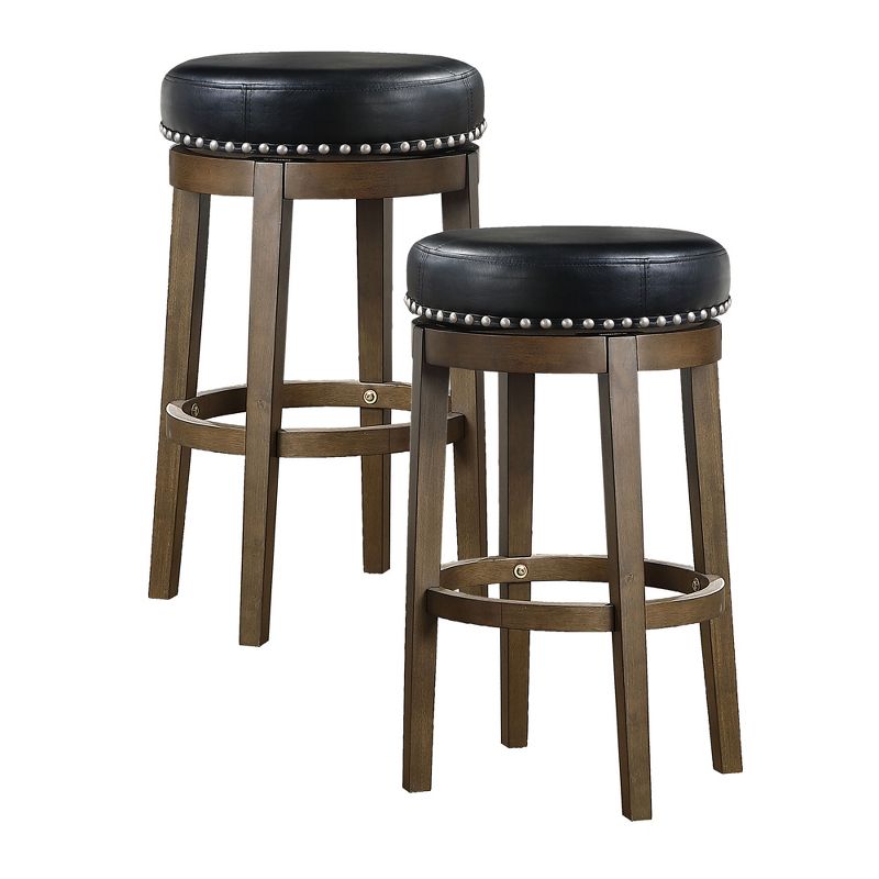 Lexicon Whitby 30.5 Inch Pub Height Round Swivel Seat Bar Stool, Black (4 Pack)