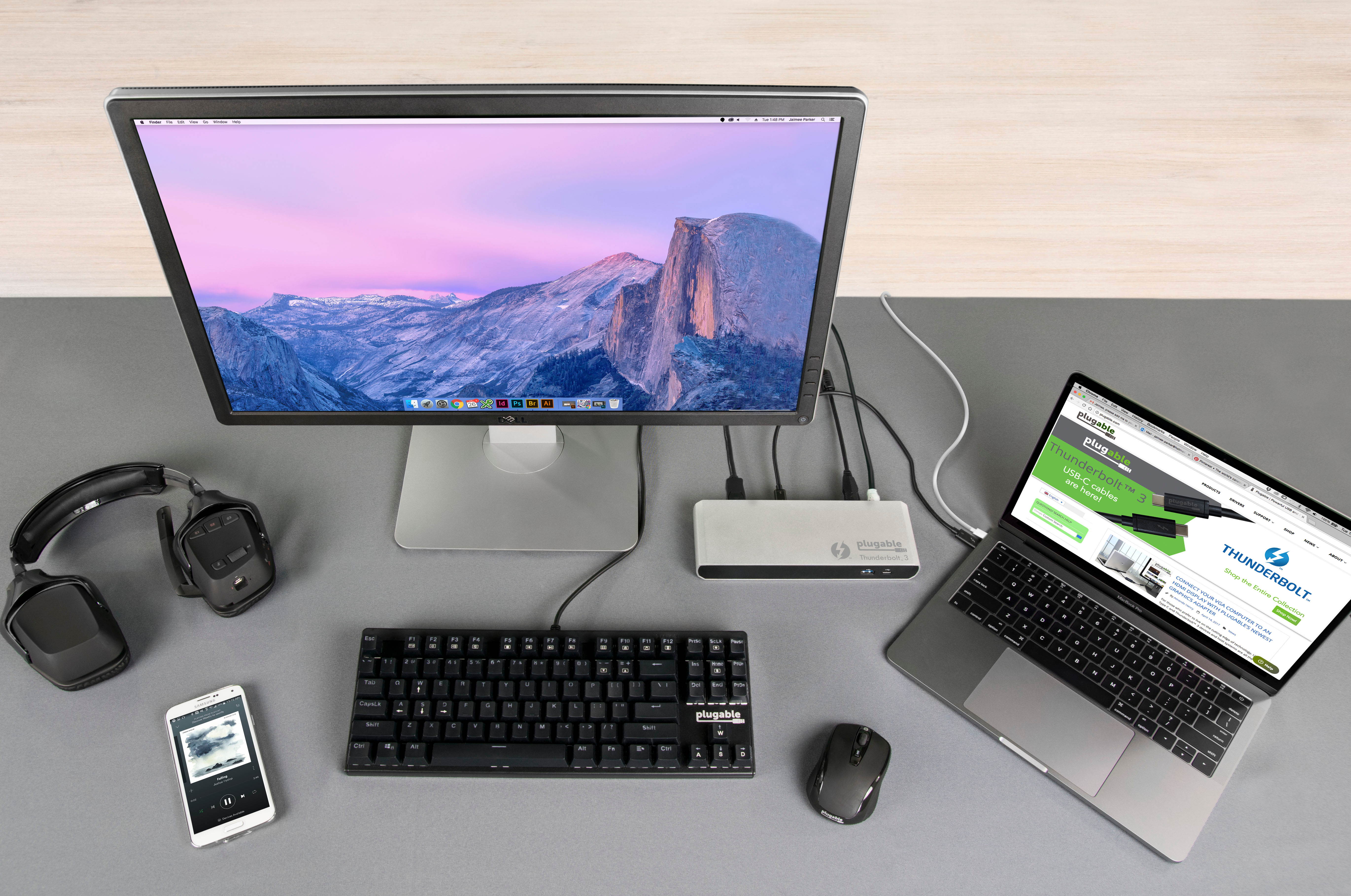 Plugable Thunderbolt 3 Dock, Enables Extra Displays, Wired Network, Audio, and More USB Ports, Compatible with Thunderbolt 3 Macs and PCs (4K DisplayPort or HDMI Display, No Host Charging)