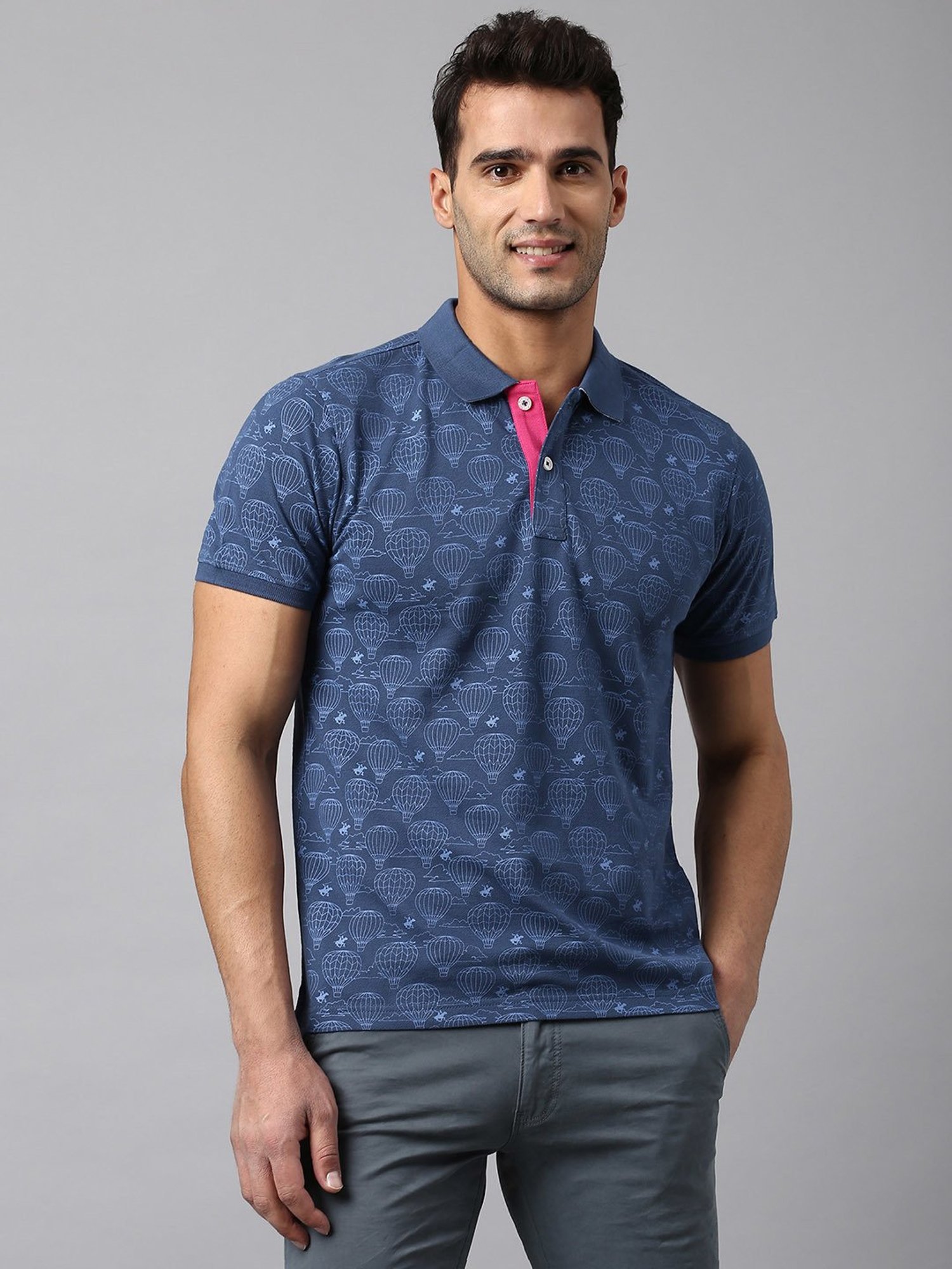 Beverly Hills Polo Club Blue Regular Fit Cotton Polo T-Shirt