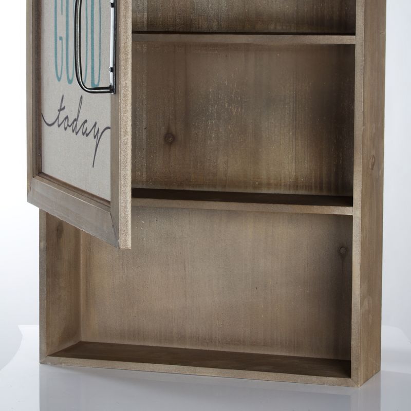 15" x 23" Do Something Good Today Wood Wall Cabinet with Shelves Brown - American Art Decor