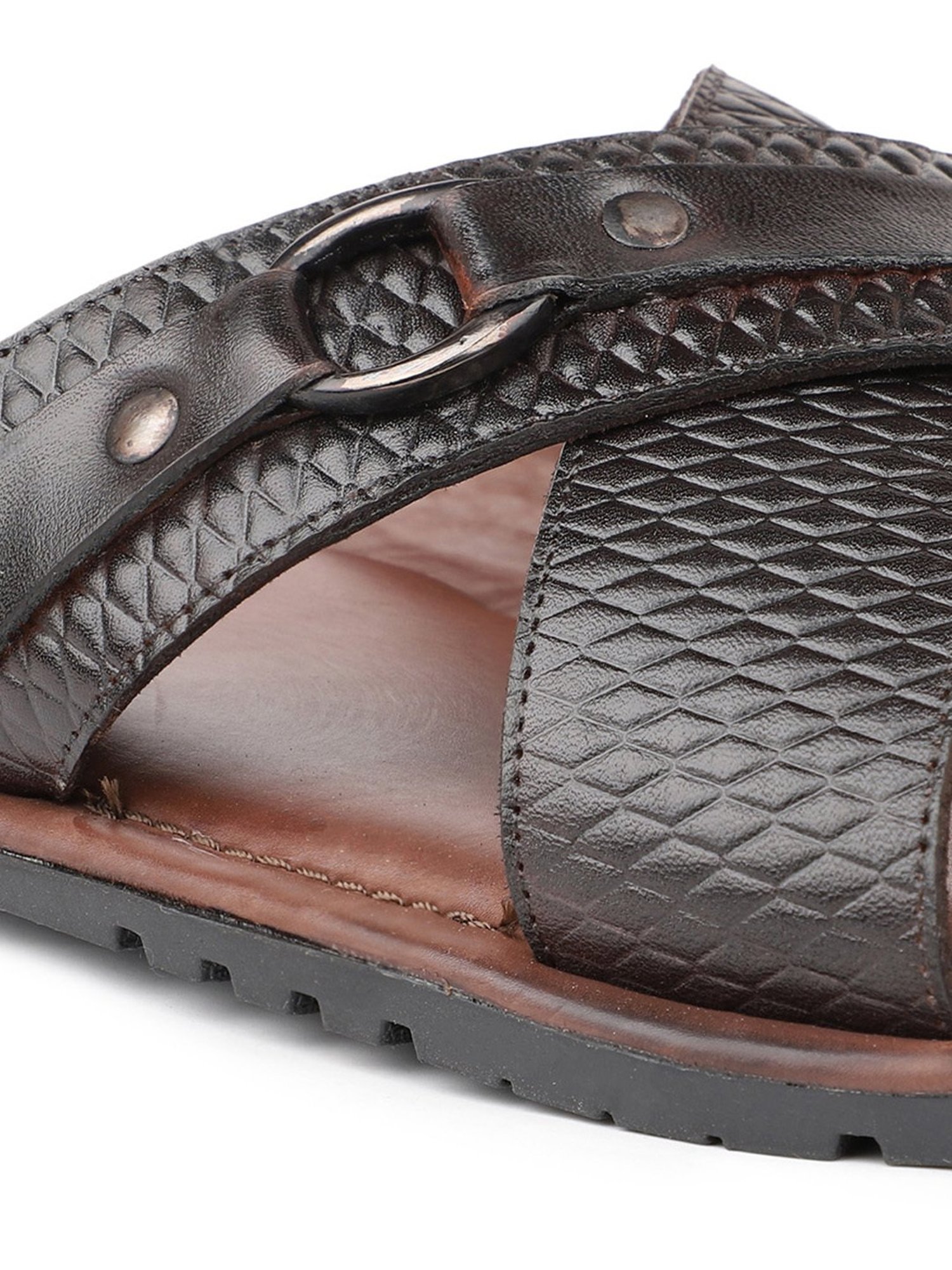 Atesber by Inc.5 Men's Dark Brown Cross Strap Sandals