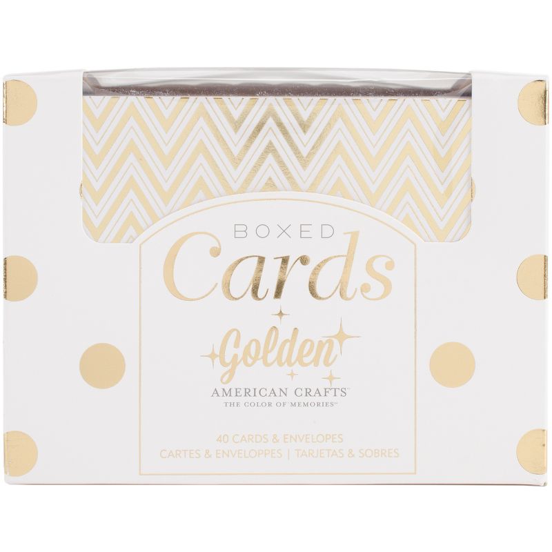 American Crafts A2 Cards W/Envelopes (4.375"X5.75") 40/Box-Golden - Gold Foil