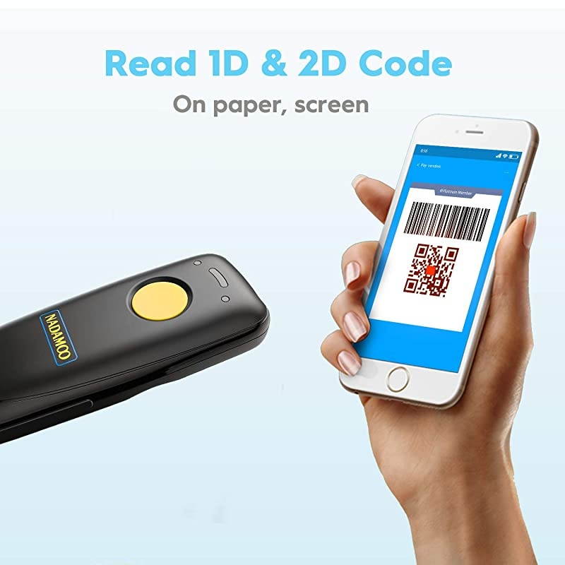 Wireless Barcode Scanner Bluetooth Compatible Small Portable USB 1D 2D QR Code Scanner for Inventory Bar Code Image Reader for Tablet iPhone iPad Android iOS PC POS with Charging Dock