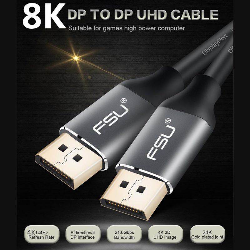 DisplayPort to DisplayPort Cable 6.6ft / 2M, DisplayPort 1.4 Cable Support 7680x4320 Resolution, 8K 60Hz, 4K 144Hz, High Speed 32.4Gbps, HBR3, DSC, HDR10, HDCP2.2