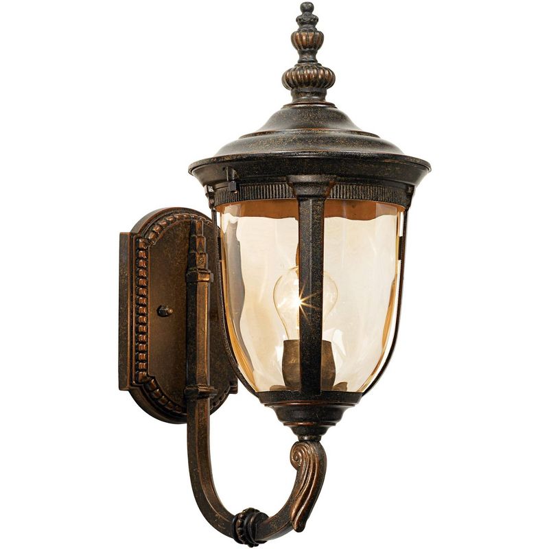 John Timberland Bronze Outdoor Wall Light Vintage Curved Arm Sconce Fixture for Exterior House Patio Porch
