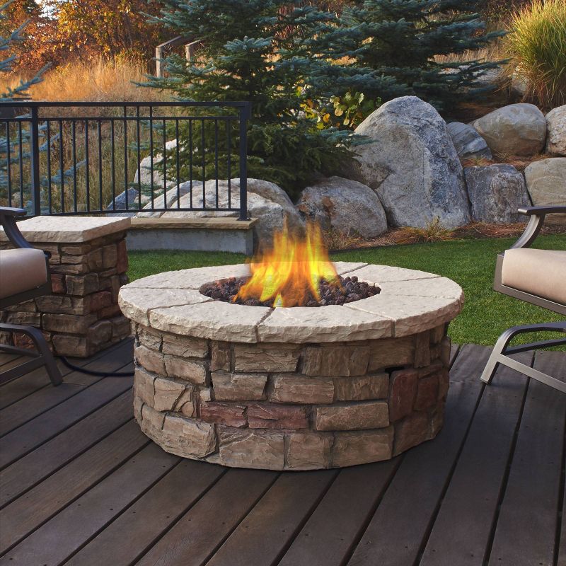Sedona Round Gas Fire Table with Natural Gas Kit Beige - Real Flame