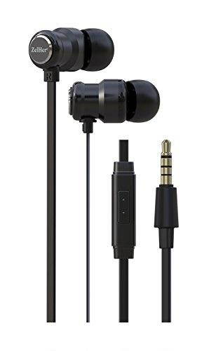 ZelHer MX-10 In-Ear Headphones with Mic - Top Rated Wired In-Ear Earbuds with Inline Control and 10mm Dual Chamber Drivers for Superior Sound Quality - Stylish, Tangle-Free Cables (Black)