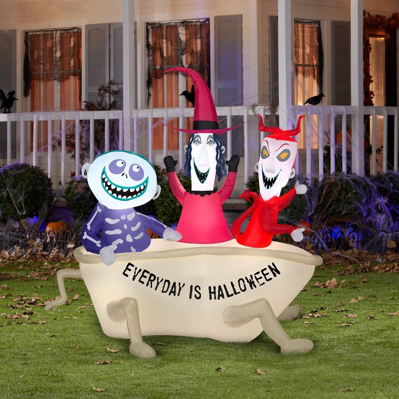 Gemmy Airblown Lock Shock and Barrel in Tub Scene Disney, 5 ft Tall, red