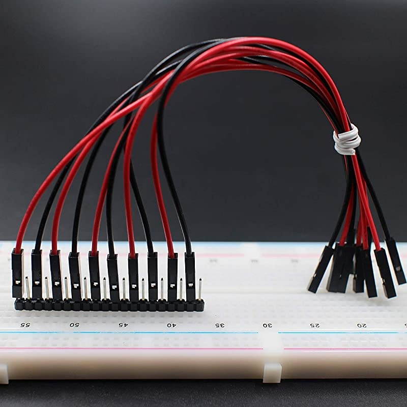 Breadboard Female to Female Jumper Wires Black Red Color for Power Lines 01 Square Head 60Pack 24AWG by Hellotronics FF 15CM Pack of 60