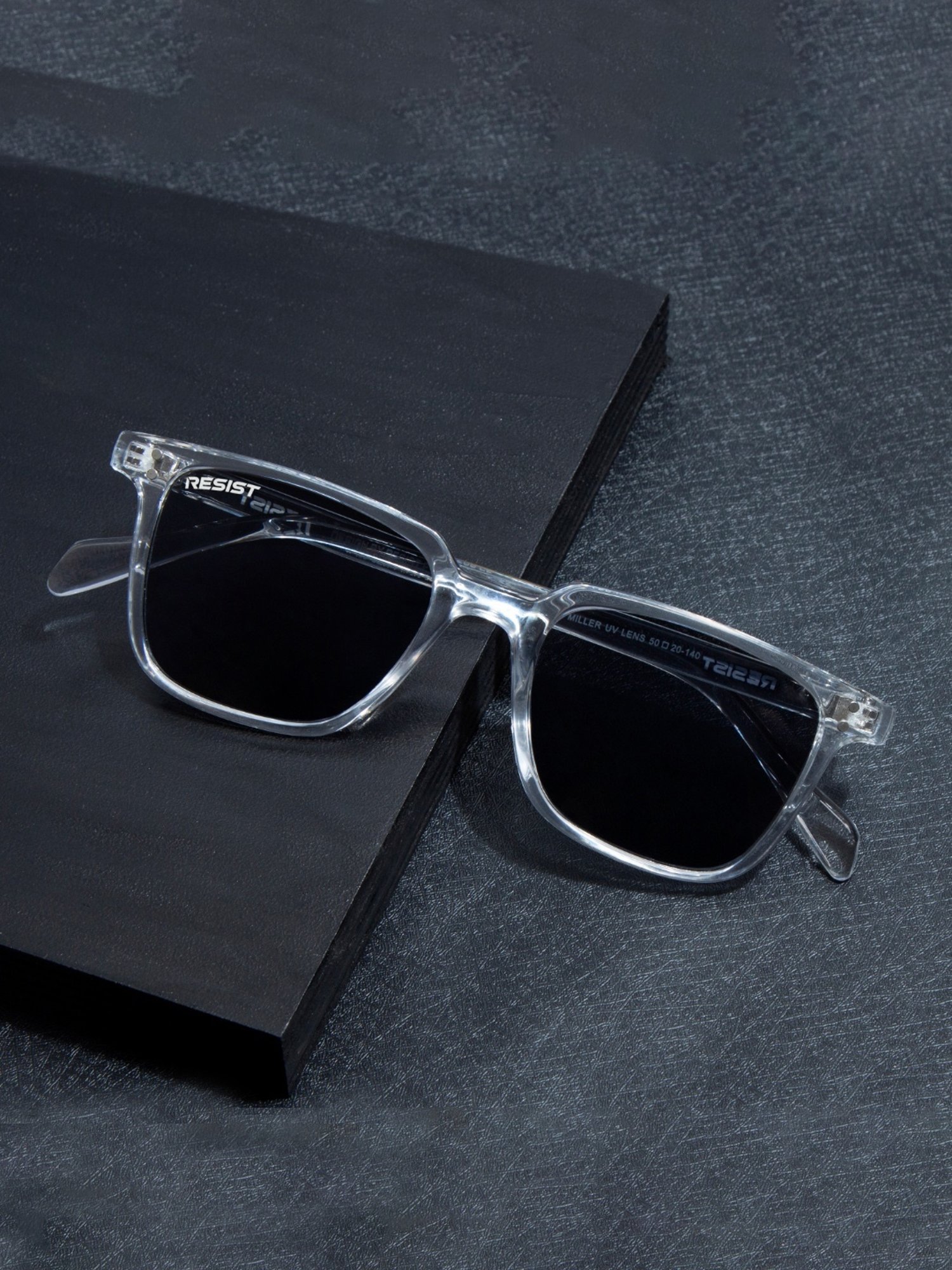 Resist Eyewear Black Wayfarer uv protected Unisex Sunglasses