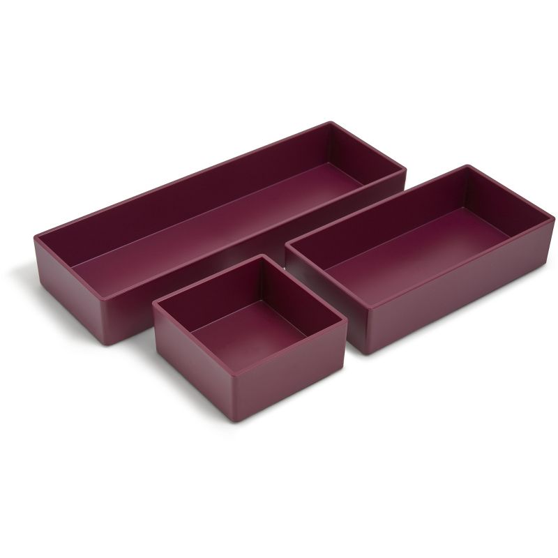 TRU RED 3 Piece Plastic Drawer Organizer, Purple TR55298 