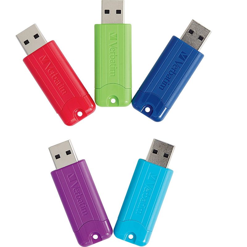 Verbatim PinStripe 32GB USB 3.0 Flash Drives, 5/Pack 70388
