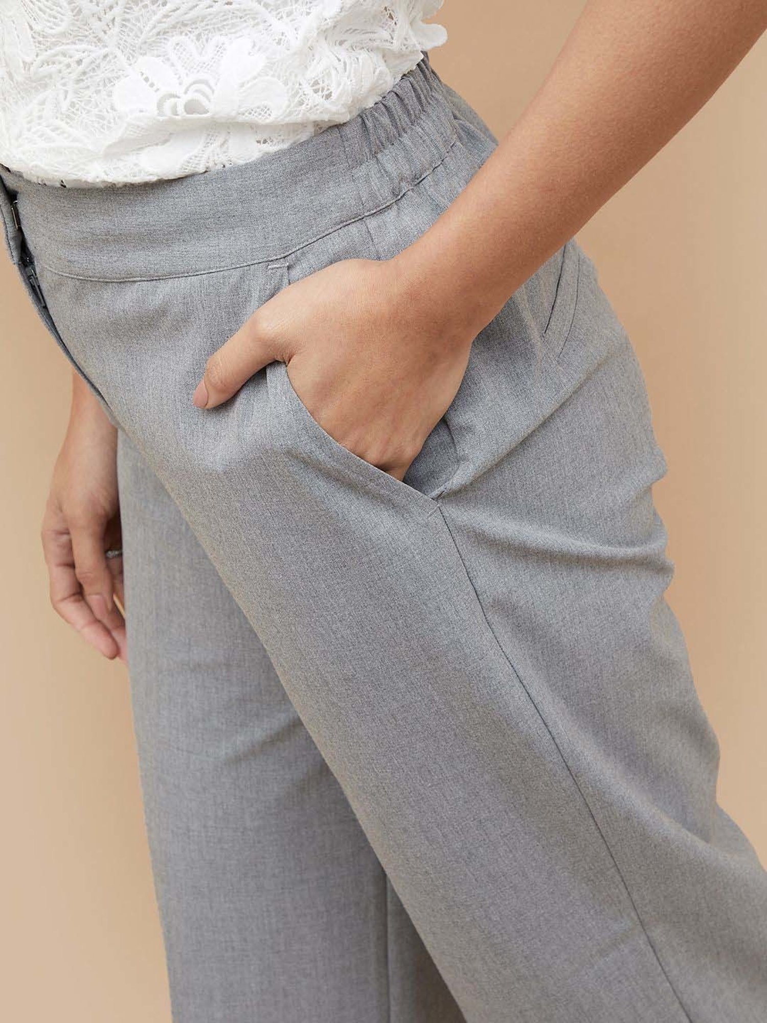 Code by Lifestyle Grey Regular Fit High Rise Pants