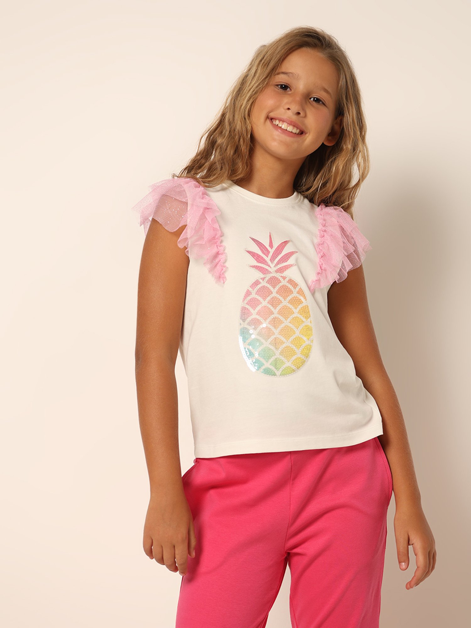 VERO MODA GIRL Bright White Embellished T-Shirt