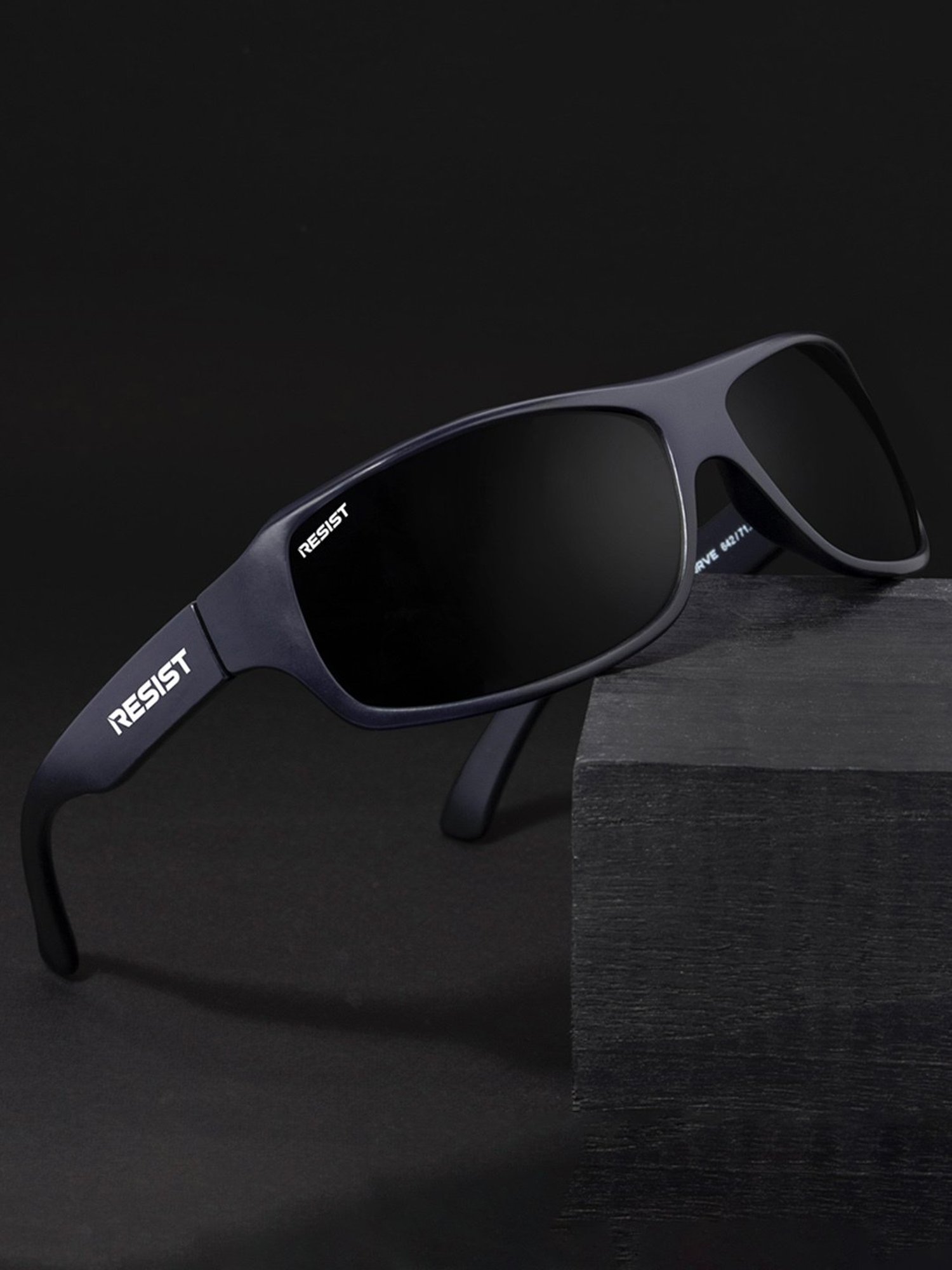 Resist Eyewear Black Wraparound UV Protection Unisex Sunglasses