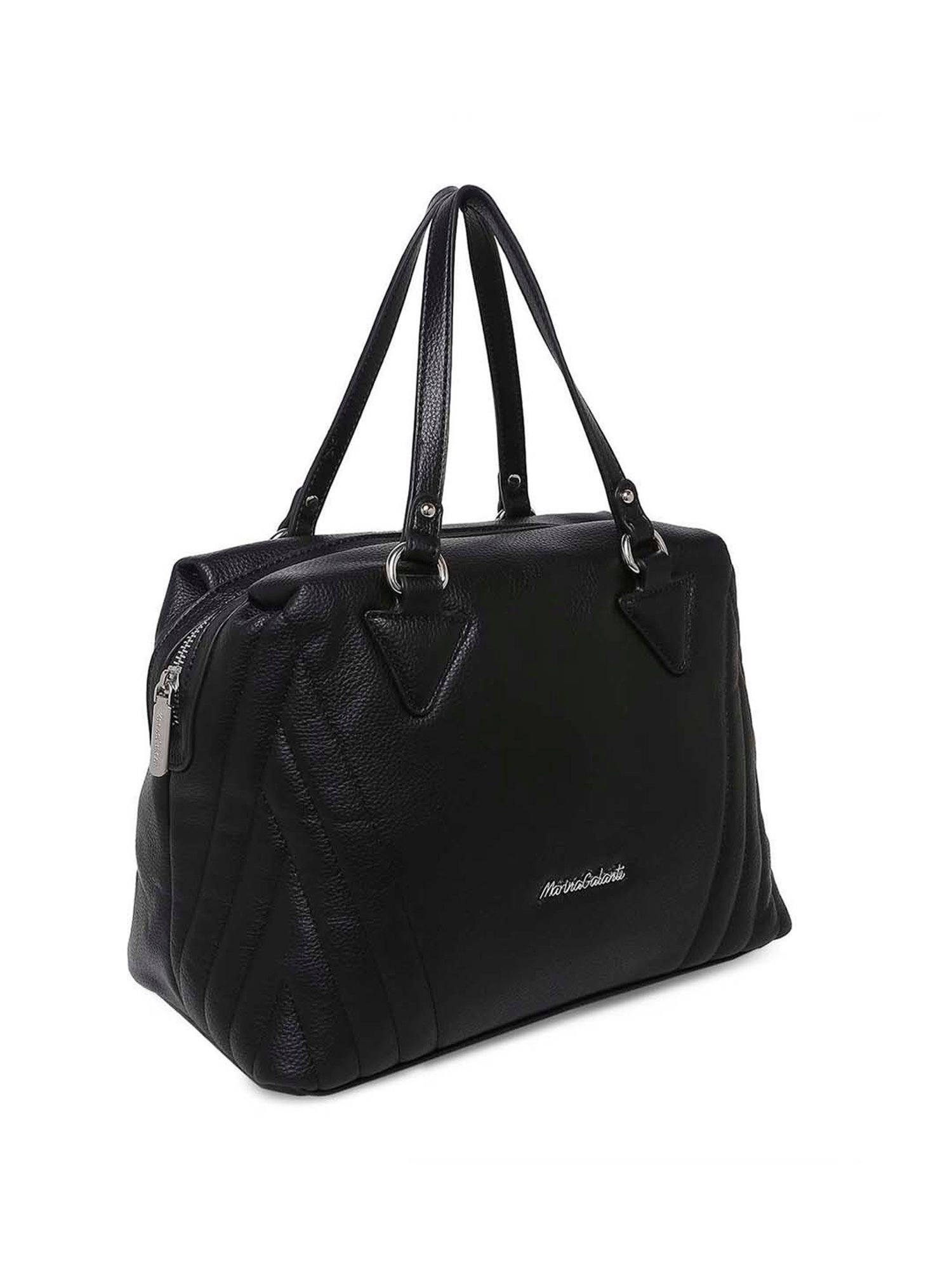 Marina Galanti Black Textured Medium Bowler Bag
