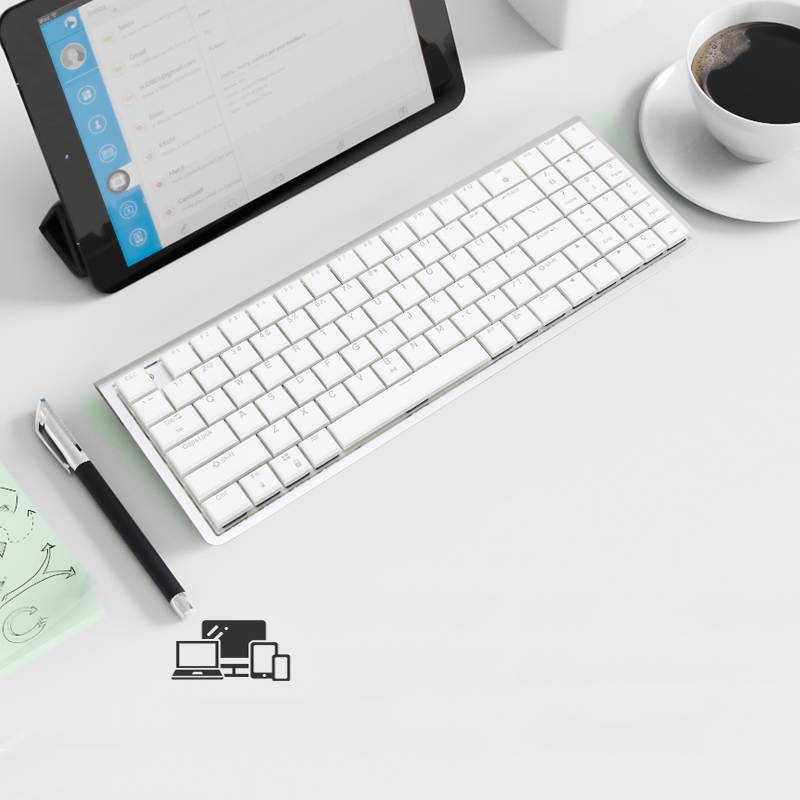 Royal Kludge RG929 N-Key Rollover 96 Keys Short Switch Mechanical Keyboard, White Backlit,Bluetooth Wireless and Type-C Wired Connection for Multiple Devices